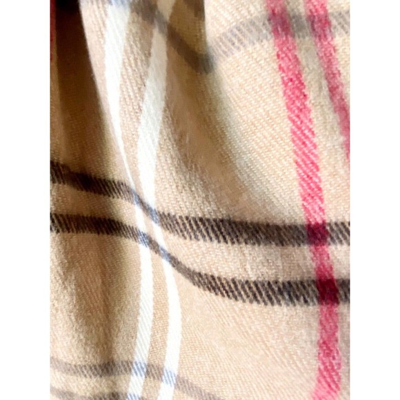 New Steve Madden Made in Italy Camel Beige & Red Super Soft Plaid Scarf - Picture 5 of 6